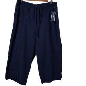Women’s Karen Scott, Capri, Intrepid Blue, 0X, pockets, Elastic Waist, Pants